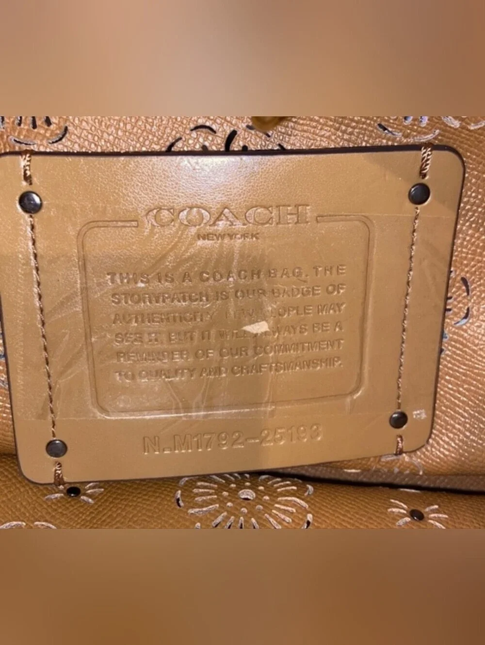 Coach Tea Rose Laser Cut Drawstring Bucket Crossbody M1792-25193 Tan All Suede - Picture 6 of 8